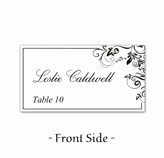 Free Wedding Place Card Template New Instant Download Classic Elegance Black Leaf ornate