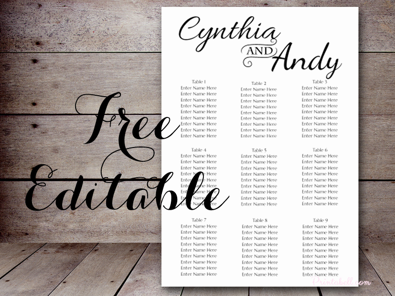Free Wedding Seating Chart Template Beautiful Freebies Editable Printable – Printabell • Create