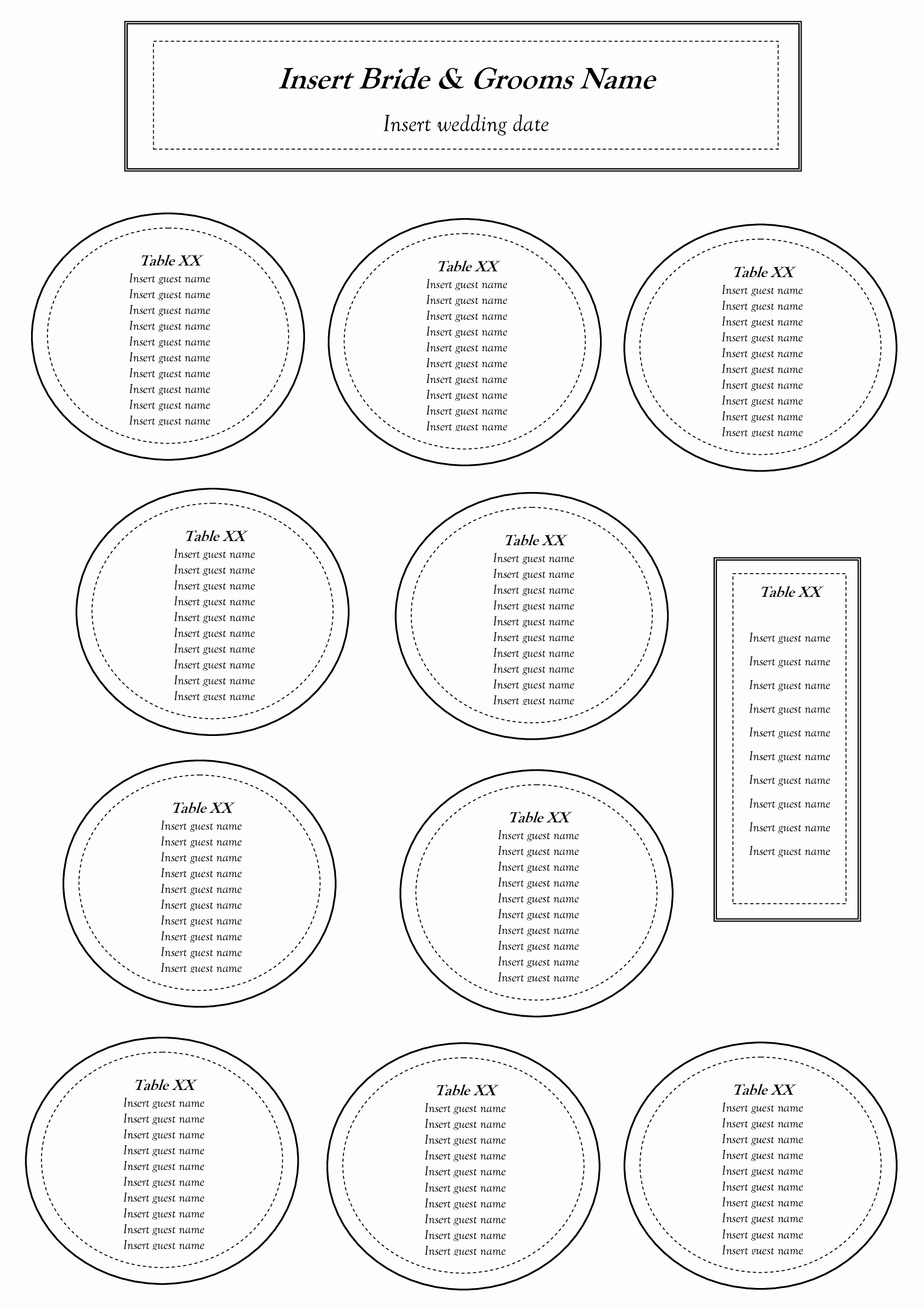 Free Wedding Seating Chart Template Lovely Free Table Seating Chart Template
