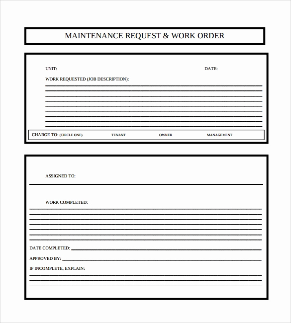 Free Work order Template Awesome Sample Maintenance Work order form 8 Free Documents In Pdf