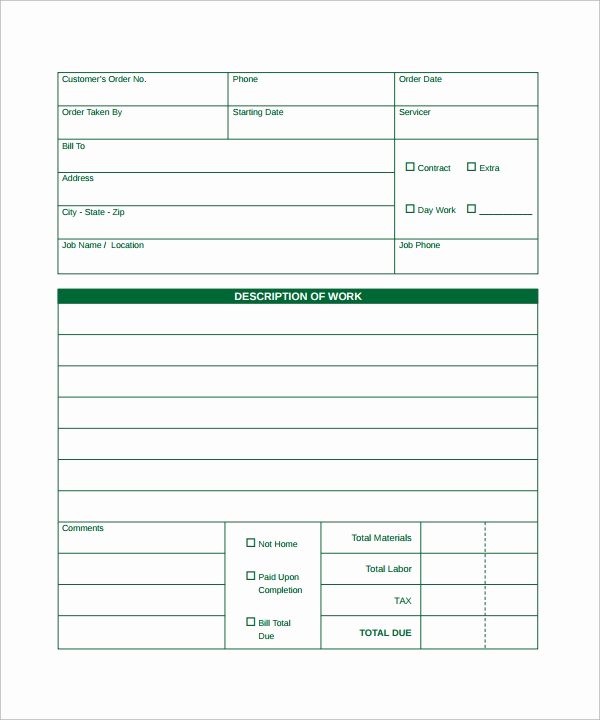 Free Work order Template Unique order form Template 23 Download Free Documents In Pdf