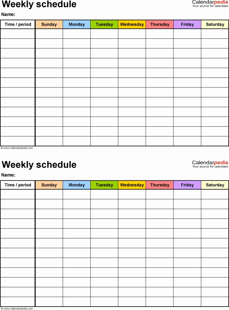 Free Work Schedule Template Luxury Weekly Work Schedule Template