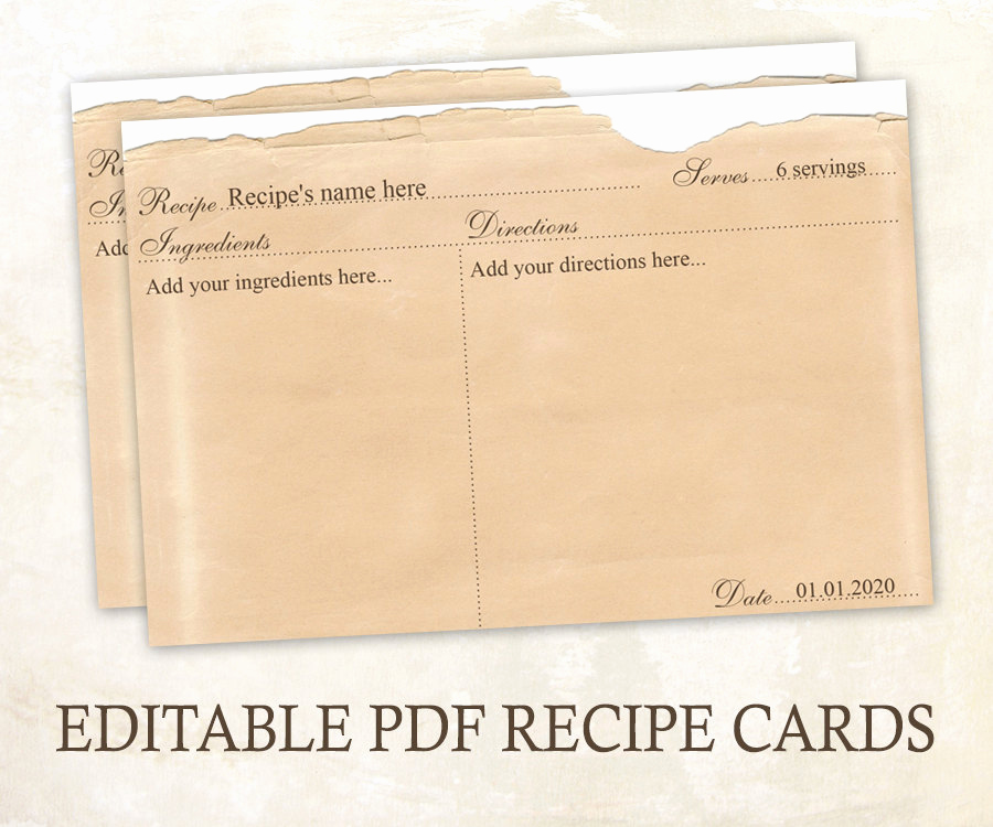 Full Page Recipe Template Editable Best Of Editable Recipe Cards 4x6 Rustic Recipe Cards Editable Pdf