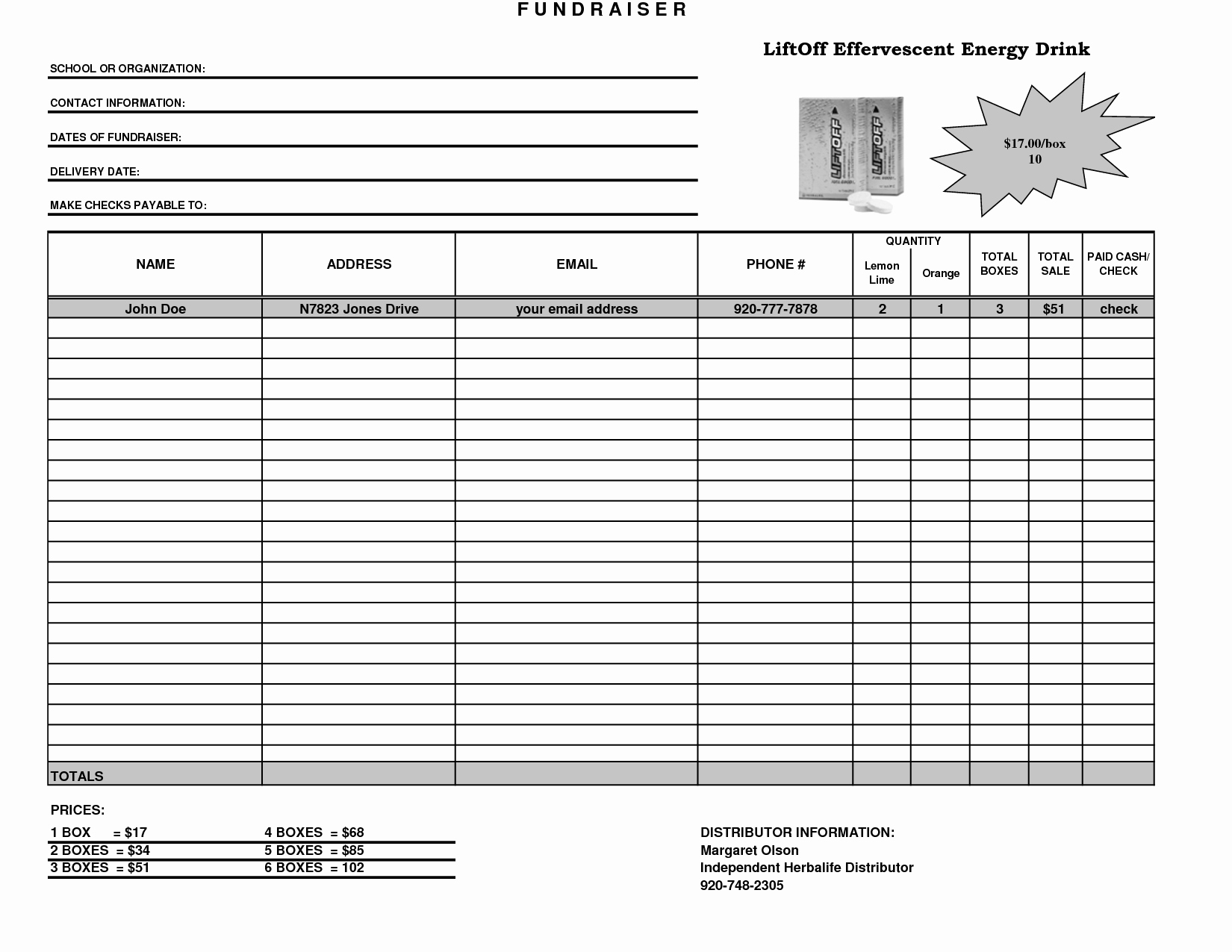 Fundraising order form Templates Lovely Fundraiser Template Excel Fundraiser order form Template