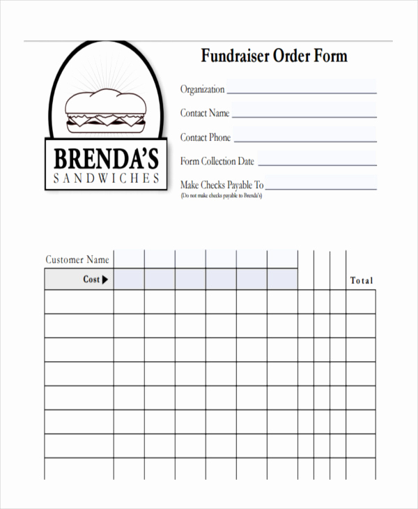 Fundraising order form Templates Luxury 8 Fundraiser order forms Free Sample Example format