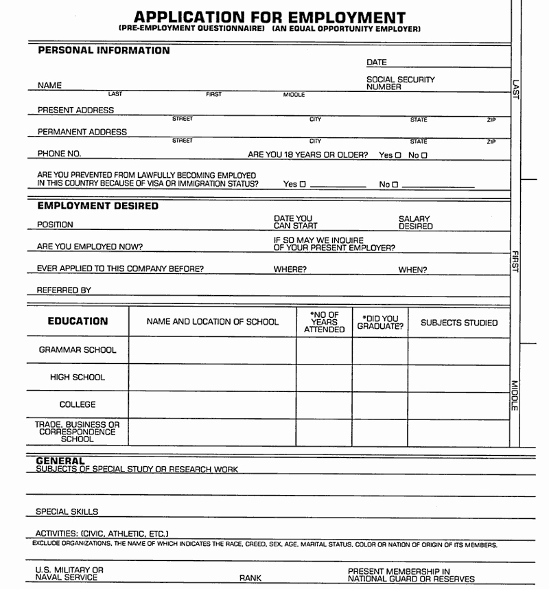 General Application for Employment Best Of D Ofrio S Food Center Employment Application