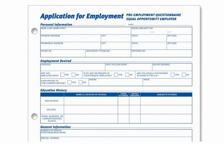 General Application for Employment Lovely Generic Employment Application form