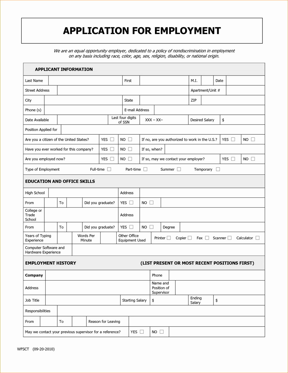 General Application for Employment Luxury Generic Job Application form – Free Download