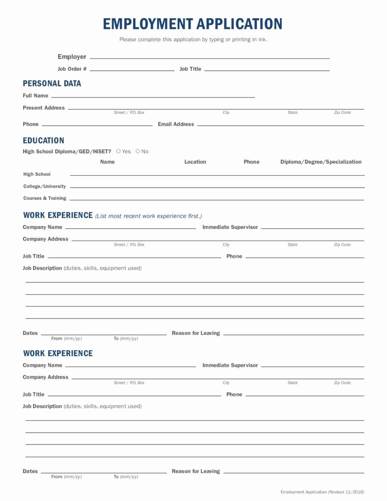 General Application for Employment Unique 10 Employment Application form Free Samples Examples