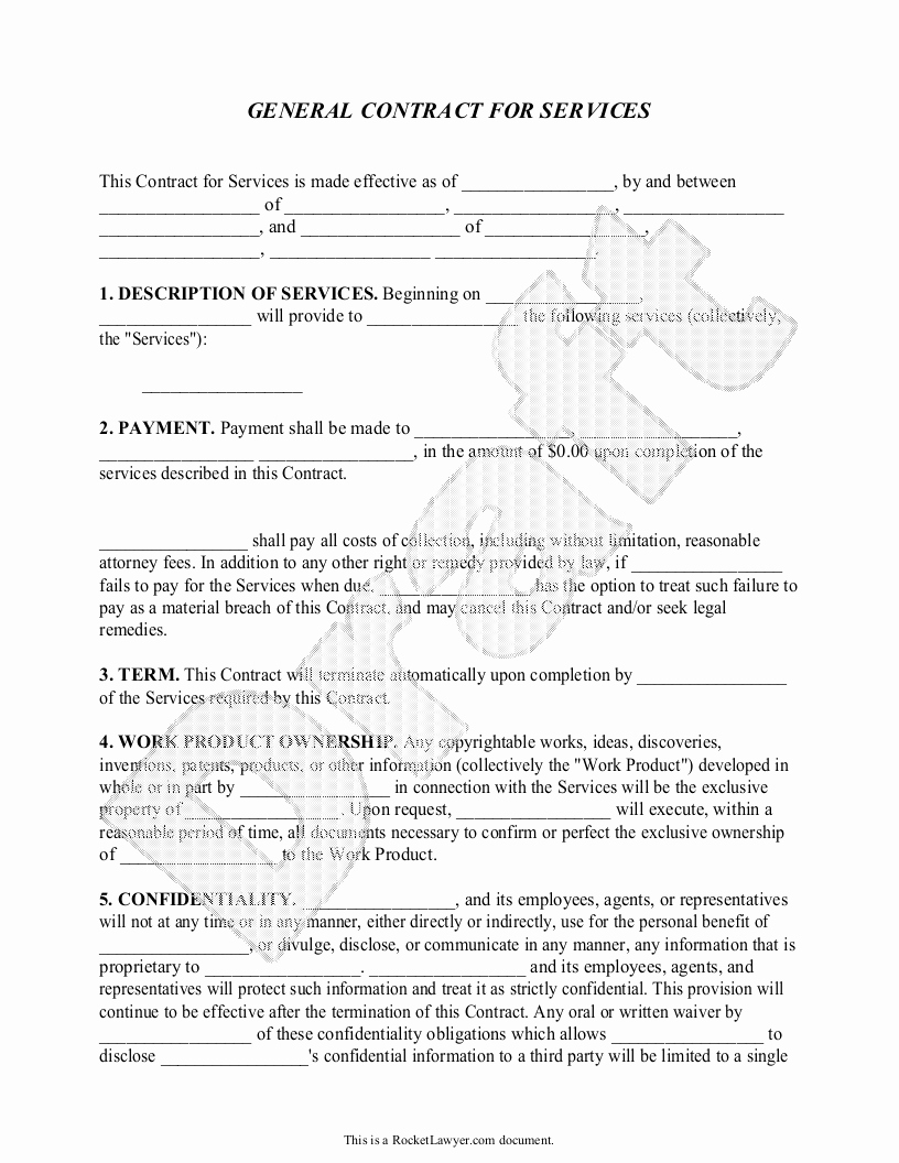 General Contractor Contract Template New Sample General Contract for Services form Template
