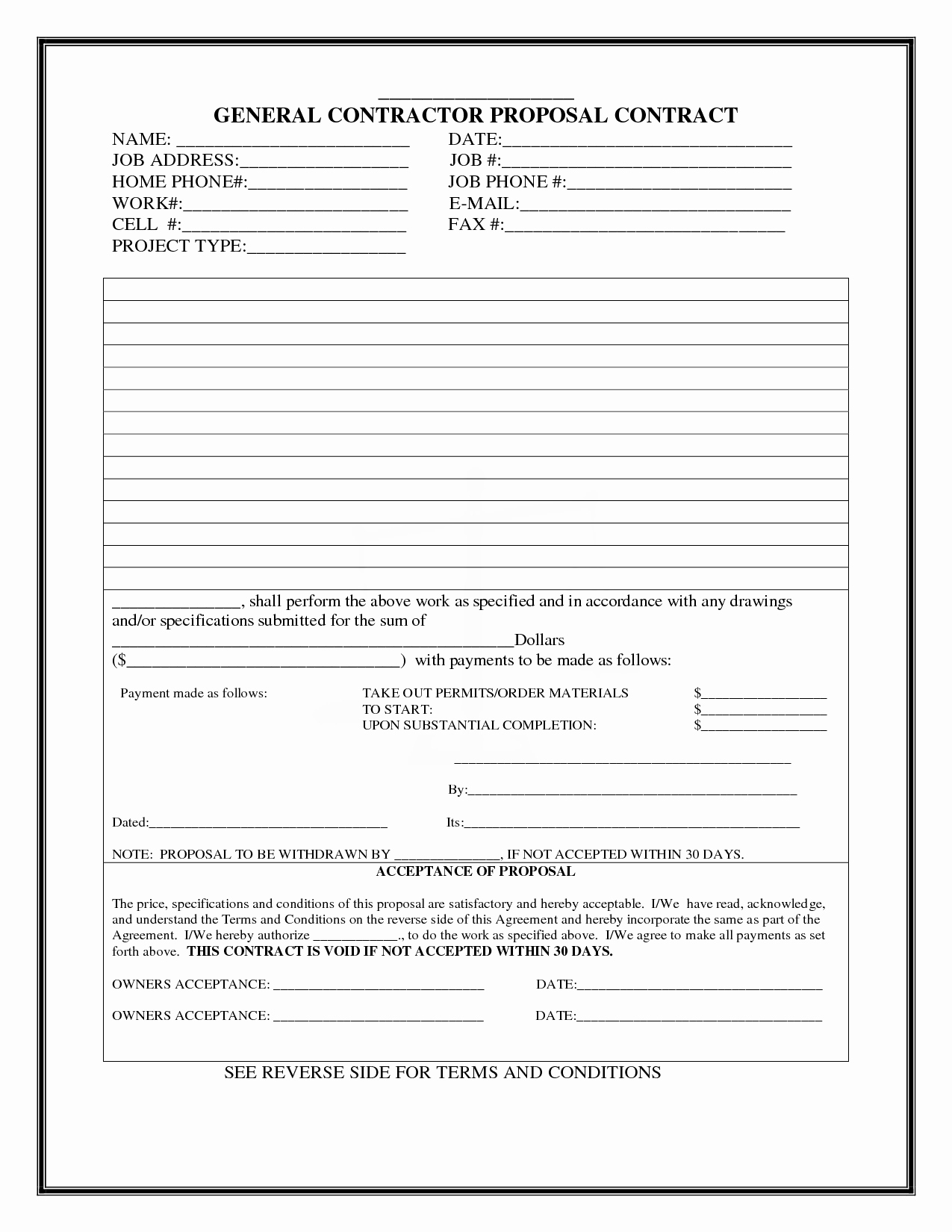 General Contractor Contract Template Unique Construction Proposal Template