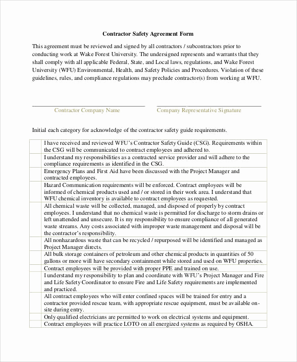 General Contractor Sample Contract Inspirational Basic Agreement form