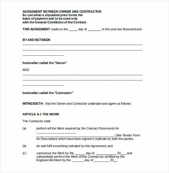 General Contractor Sample Contract New 24 Contract Agreement Templates – Word Pdf Pages