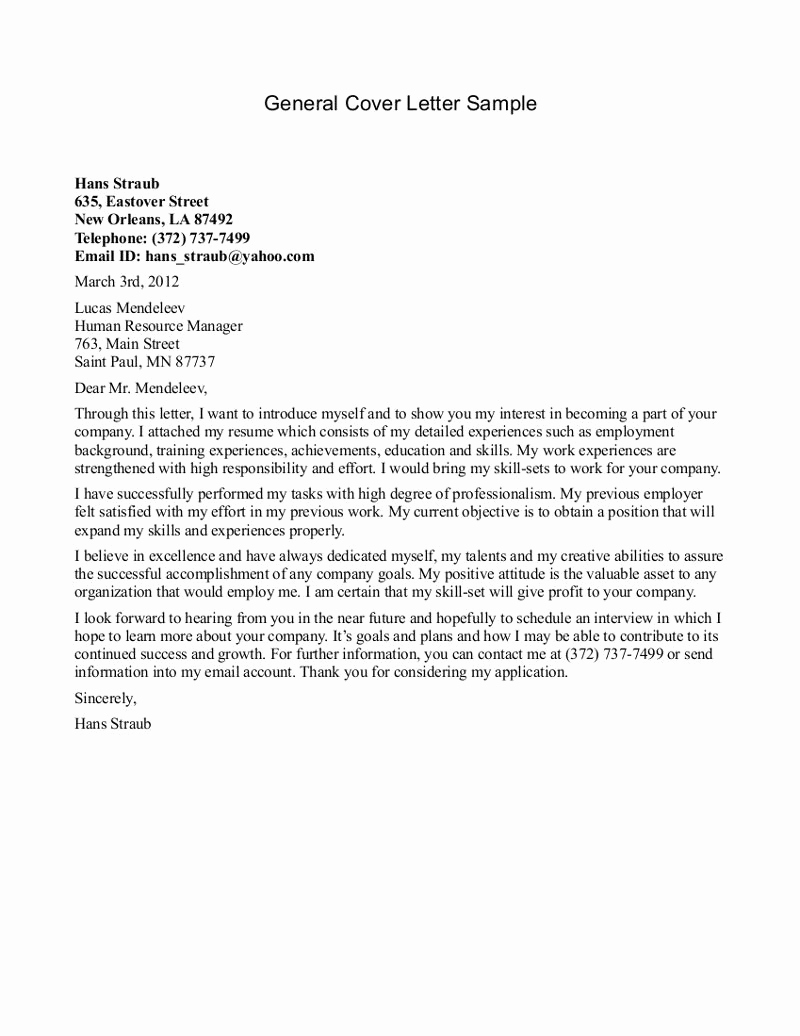 General Cover Letter Examples New General Cover Letter Sample Your Choice whether to Go Into