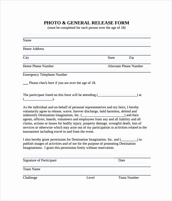 General Liability Release form Luxury 10 Sample General Release forms to Download