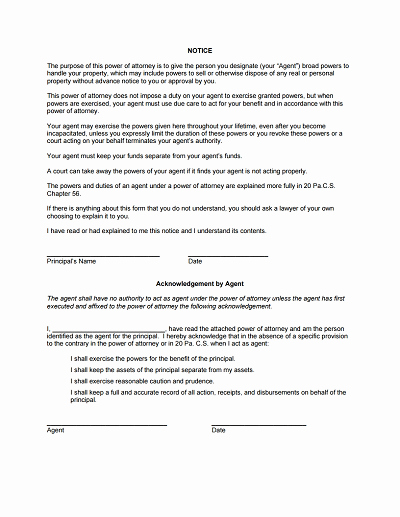 General Power Of attorney Pdf Fresh General Power Of attorney form Download Edit Fill