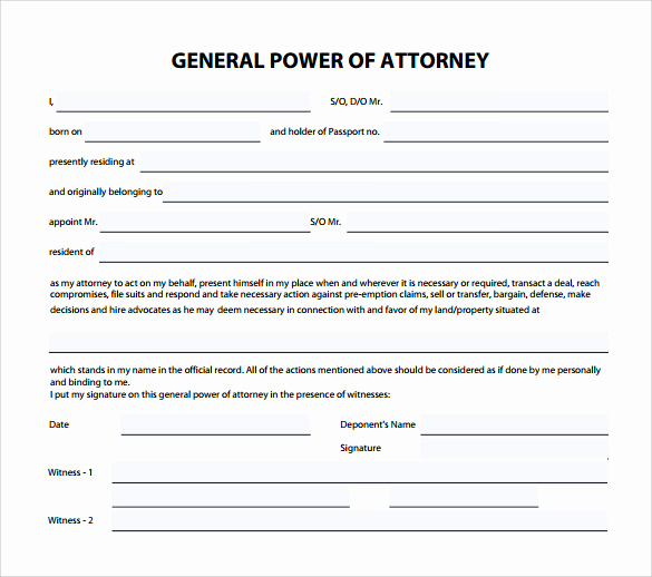 General Power Of attorney Pdf New Sample General Power Of attorney form 6 Download Free