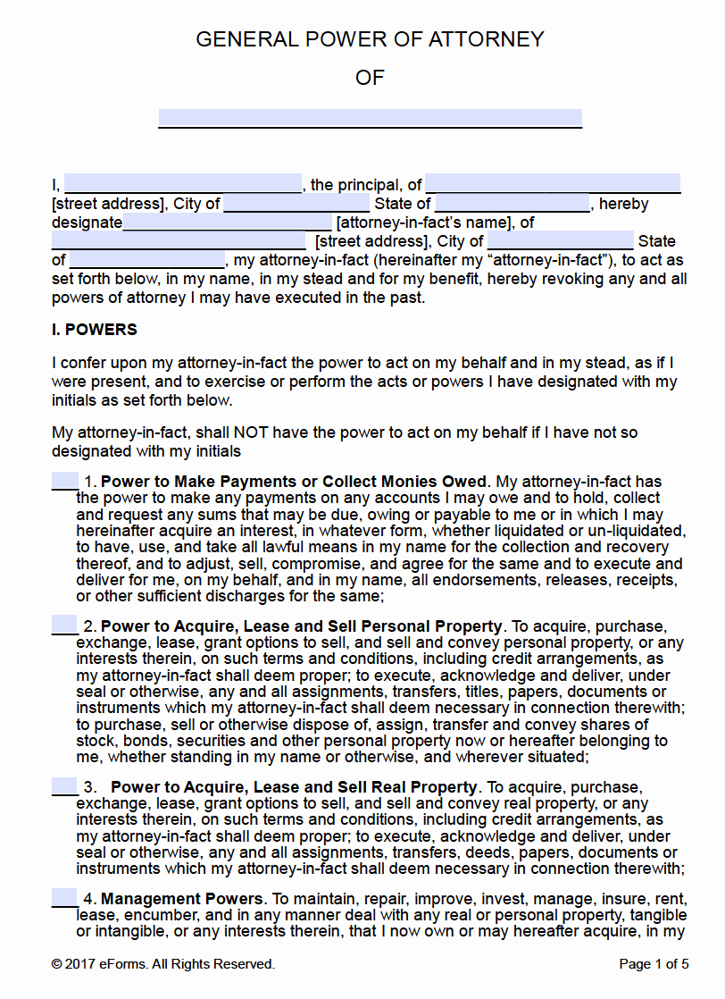 General Power Of attorney Sample Awesome Free Printable General Power Of attorney forms
