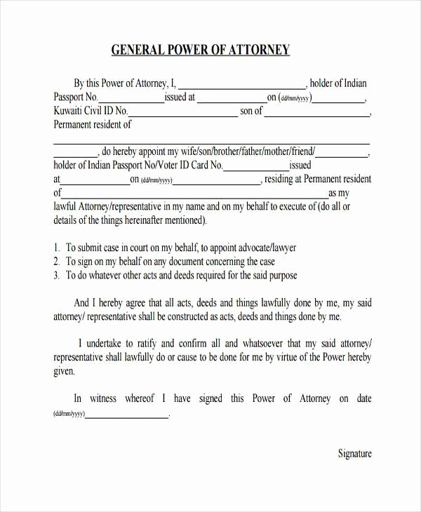 General Power Of attorney Sample Inspirational Power Of attorney forms In Pdf