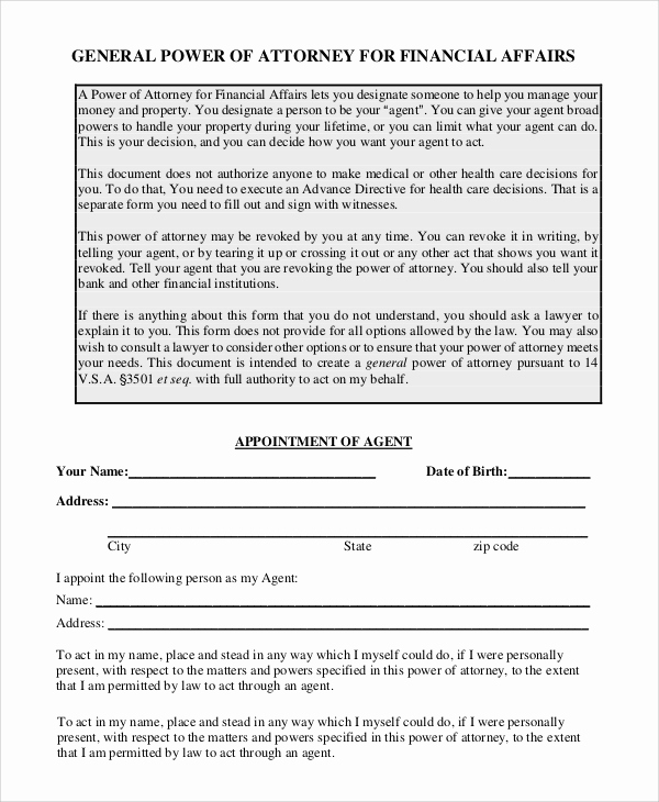 General Power Of attorney Sample Inspirational Sample General Power Of attorney form 8 Examples In Pdf