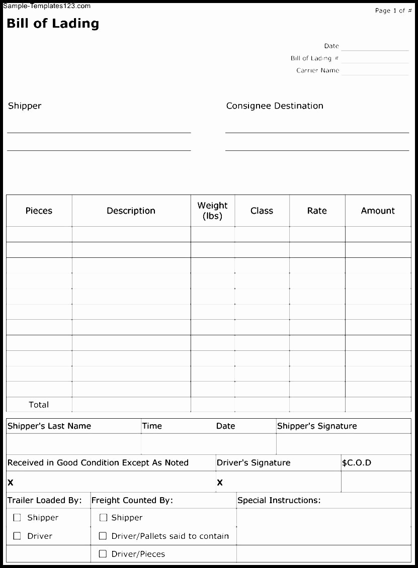 Generic Bill Of Lading Beautiful Download Free Bill Lading form Auto Transport Download