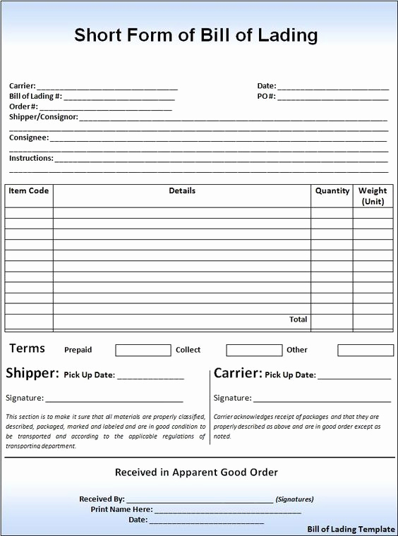 Generic Bill Of Lading New Bill Of Lading Bill O Brien and Real Estate forms On