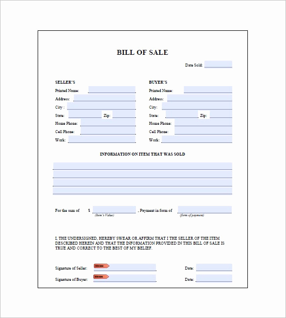 Generic Bill Of Sale form Inspirational Bill Of Sale – Download Bill Of Sale Bill Of Sale form