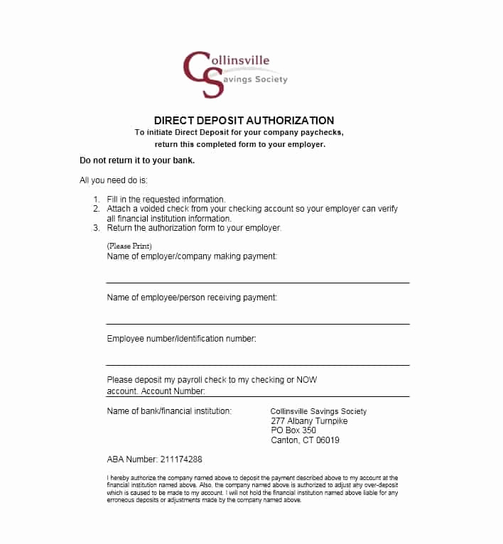 Generic Direct Deposit form Best Of 47 Direct Deposit Authorization form Templates Template