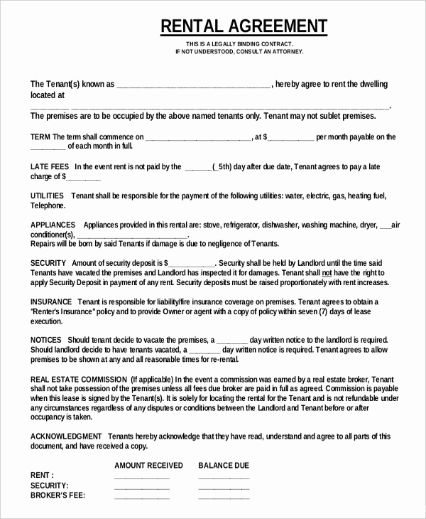 Generic Lease Agreement Pdf Best Of 14 Residential Rental Agreement Templates – Free Sample