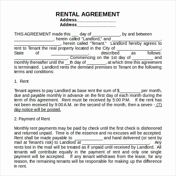 Generic Lease Agreement Pdf Lovely Sample Generic Rental Agreement 6 Free Documents In Pdf