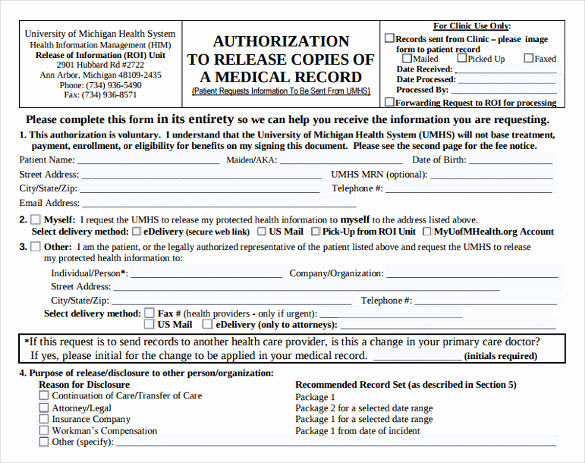 Generic Medical Records Release form Beautiful 8 Generic Medical Records Release form