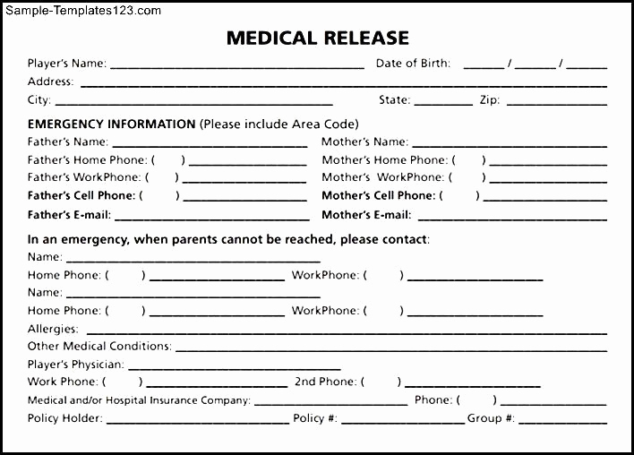 Generic Medical Records Release form Best Of Medical Release form