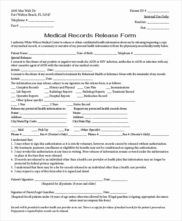 Generic Medical Records Release form Lovely Generic Release forms