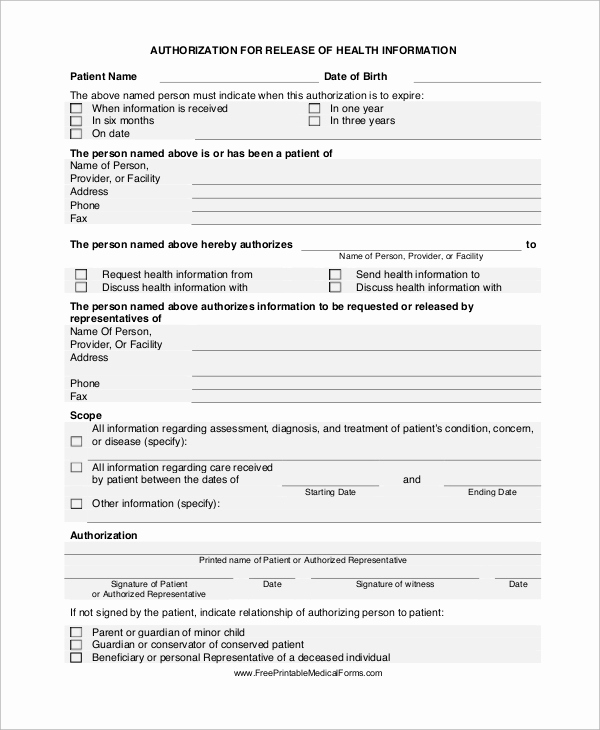 Generic Medical Records Release form New Generic Medical Release form