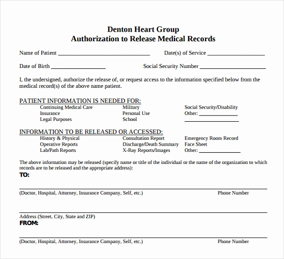 Generic Medical Records Release form Unique Generic Medical Records Release form 9 Documents In Pdf