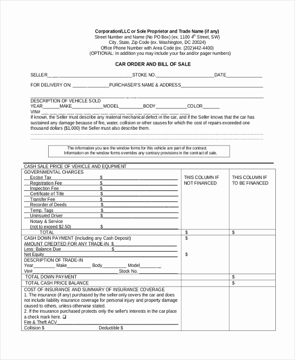 Generic Vehicle Bill Of Sale Awesome Sample Generic Bill Of Sale form 10 Free Documents In Pdf