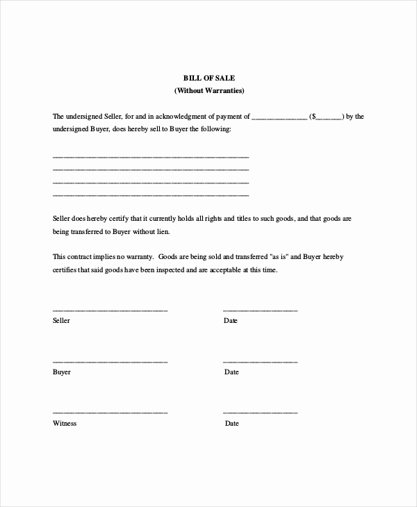 Generic Vehicle Bill Of Sale Lovely Generic Bill Of Sale Template 12 Free Word Pdf