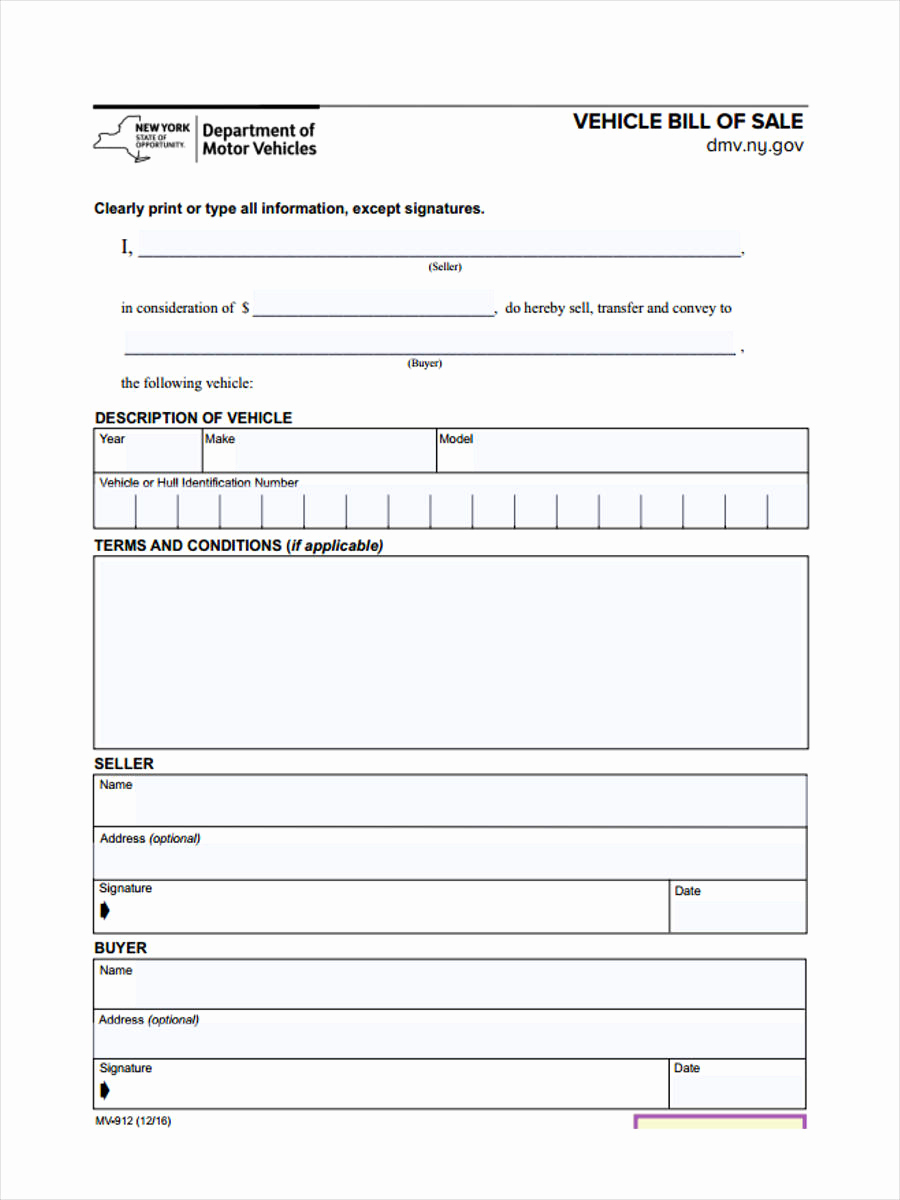 Generic Vehicle Bill Of Sale New 7 Generic Bill Of Sale form Sample Free Sample Example