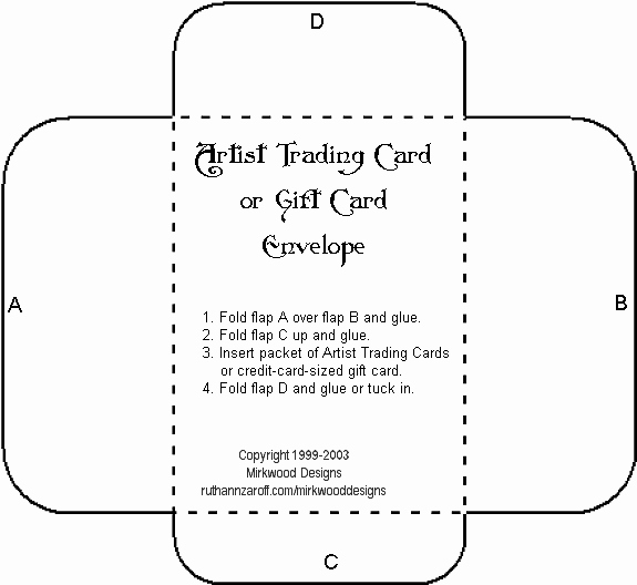 Gift Card Envelope Template Lovely Envelope for Artist Trading Cards 3 75 X 2 5 or Credit