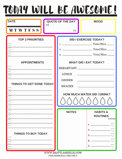 Goal Setting Worksheet Pdf Fresh Setting Goals Free Daily Goals Worksheets In 7 Colors
