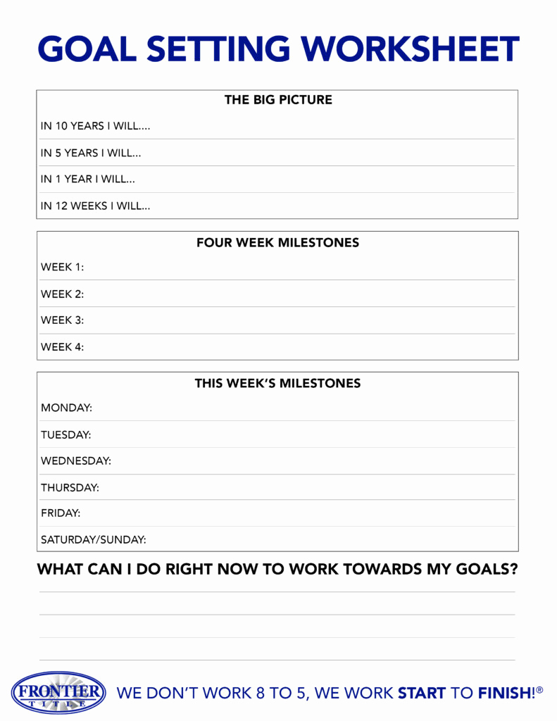Goal Setting Worksheet Pdf Unique Download now Goal Setting Worksheet Frontier Title