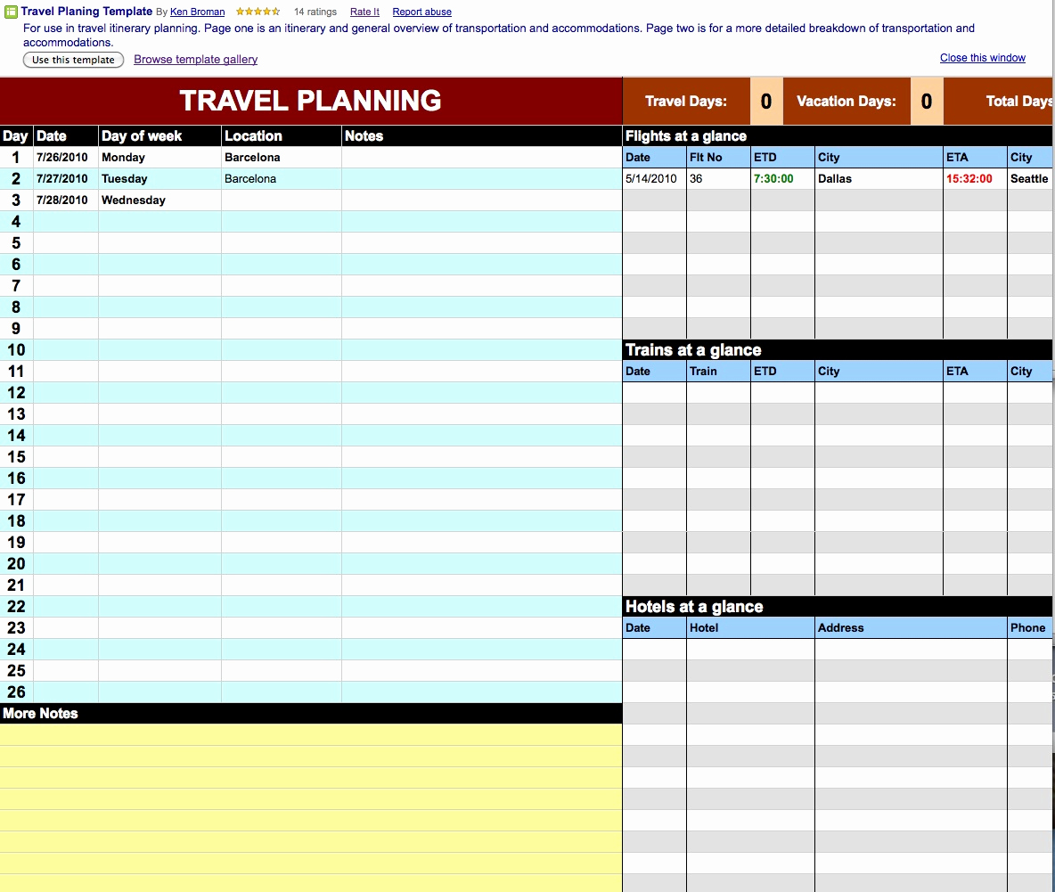 Google Sheets Schedule Template Inspirational Travel Itinerary Template Google Docs