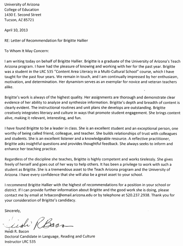 Grad School Letter Of Recommendation Awesome Sample Letter Re Mendation for Graduate School social