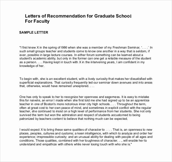 Grad School Letter Of Recommendation Beautiful 44 Sample Letters Of Re Mendation for Graduate School