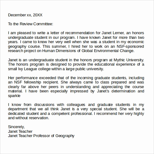 Grad School Letter Of Recommendation Luxury 28 Letter Of Re Mendation In Word Samples