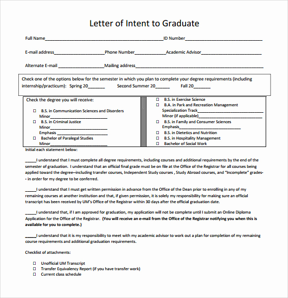 Graduate School Letter Of Intent Elegant Letter Of Intent Graduate School 9 Download Documents