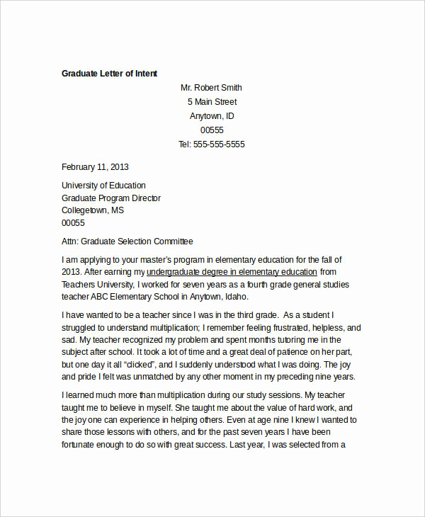 Graduate School Letter Of Intent Lovely 39 Letter Of Intent Templates Free Word Documents