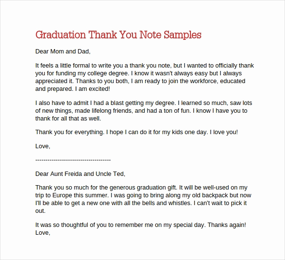Graduation Thank You Letter Best Of Thank You Note Template 10 Free Word Pdf Documents