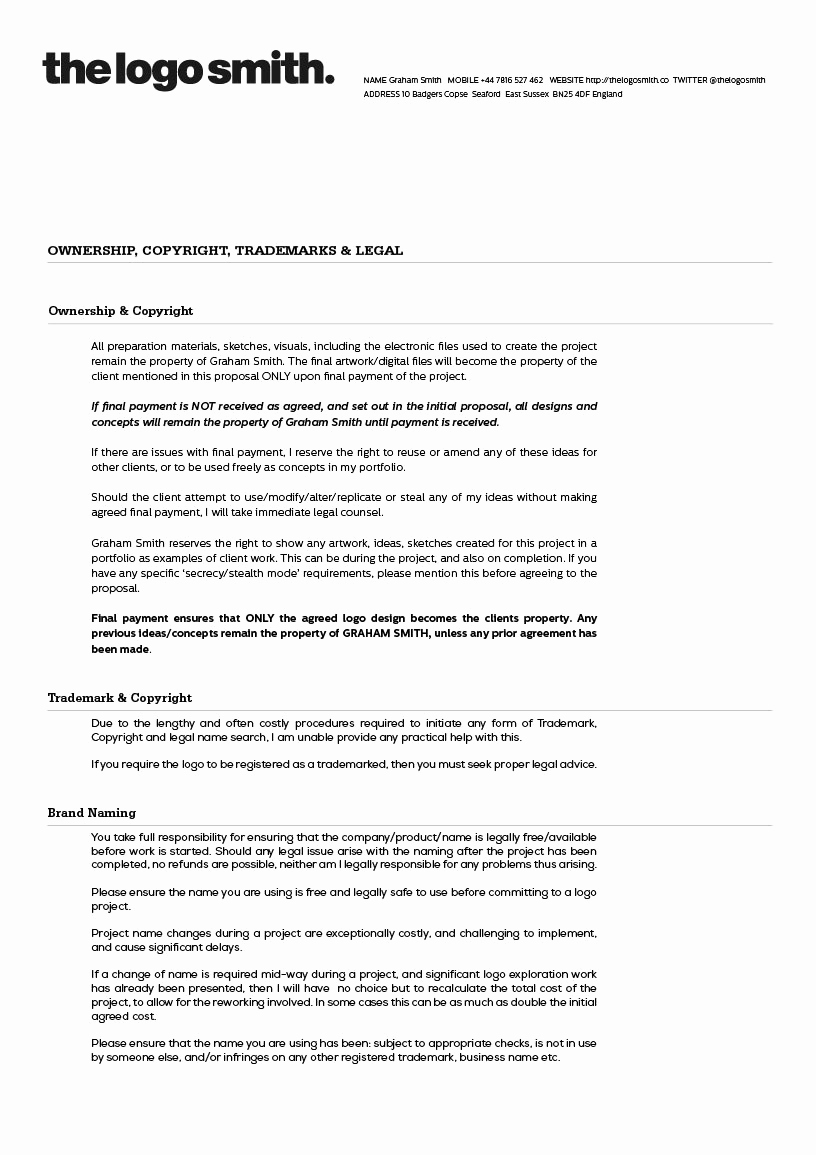 Graphic Design Contract Template Fresh Freelance Logo Design Proposal and Invoice Template for
