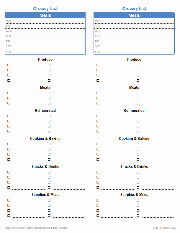 Grocery List Template Excel Awesome Free Printable Grocery List and Shopping List Template